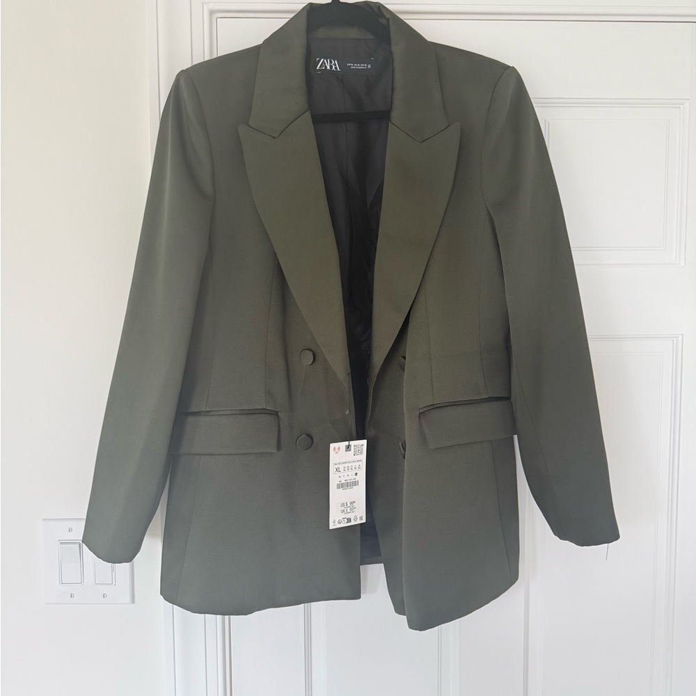 Zara Green satin effect Blazer - Picture 2 of 5
